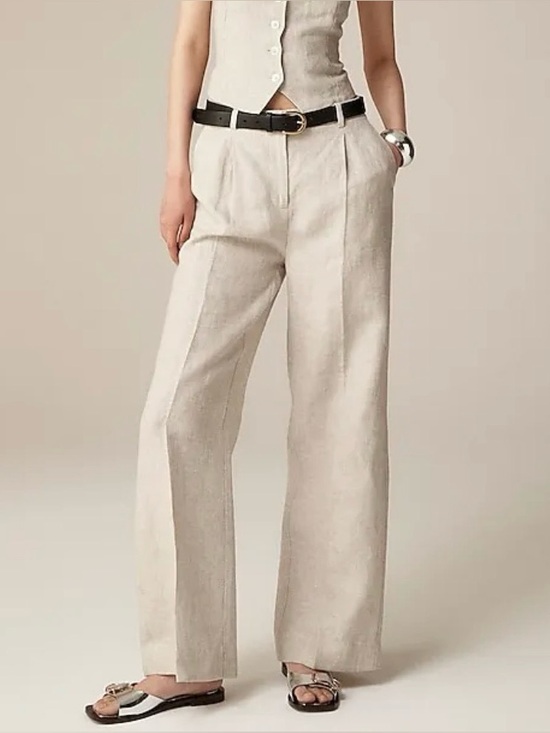 J. Crew Pants - J Crew Linen Essential Wide Leg Pant Trouser Office Neutral Office Career